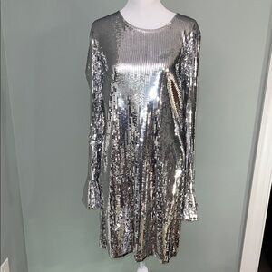Michael Kors Silver Sequined Dress Sz L